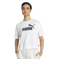 PUMA Women's Essential Cropped Logo Tee, White, XXL