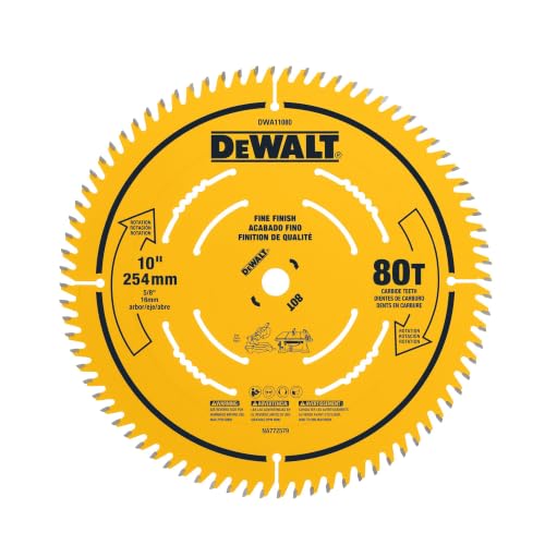 DEWALT Table Saw Blade, 10 inch, 80 Tooth, Fine Finish, Ultra Sharp Carbide (DWA11080)
