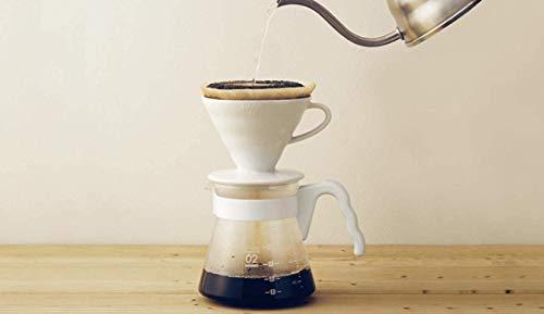 Hario V60 Size 02 Pour Over Set with Ceramic Dripper, Glass Server, Scoop and Filters, White-Simply