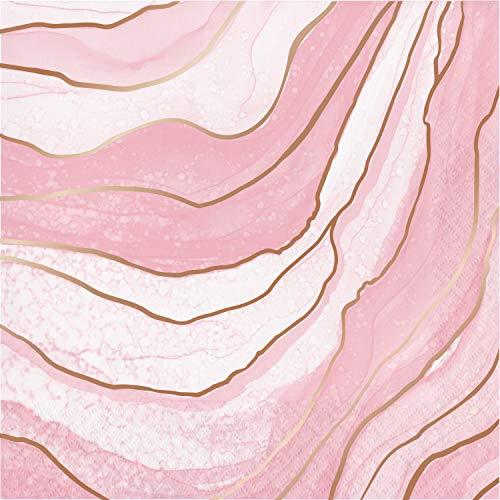 Creative Converting Rose All Day Geode Design Rose Gold Foil Lunch Napkins 16 Pieces