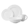 Wilkie Brothers Rim Royale Fine Bone China 16-Pieces Dinner Set, White