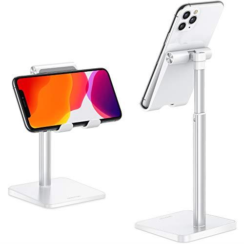 Cell Phone Stand, OMOTON Adjustable Angle Height Desk Phone Dock Holder for Ebook Reader and Smart Phones (3.5-7.0-Inch),Silver