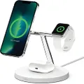 Belkin BoostCharge PRO 3-in-1 Wireless Charger with MagSafe for iPhone 15, iPhone 14, 13 and 12 + Apple Watch + AirPods (Magnetically Charges Models up to 15W)