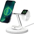 Belkin BoostCharge PRO 3-in-1 Wireless Charger with MagSafe for iPhone 14, iPhone 13, iPhone 12 + Apple Watch + AirPods (Magnetically Charges iPhone 14, iPhone 13 and iPhone 12 Models up to 15W)