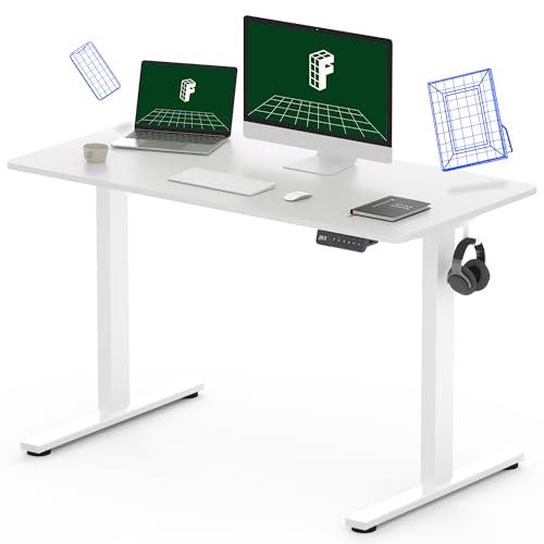 FLEXISPOT EN1 Electric Height Adjustable Standing Desk 120×60cm Whole-Piece Desktop Sit Stand Up Computer Desk Workstation with Memory Controller (White Frame + 120cm White Top, 2 Packages)…