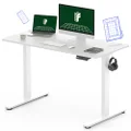 FLEXISPOT EN1 Electric Height Adjustable Standing Desk 120×60cm Whole-Piece Desktop Sit Stand Up Computer Desk Workstation with Memory Controller (White Frame + 120cm White Top, 2 Packages)…