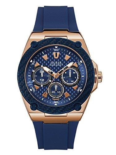 GUESS Men's Blue Rose Gold Tone Multi-function Watch, U1049G2, 45MM