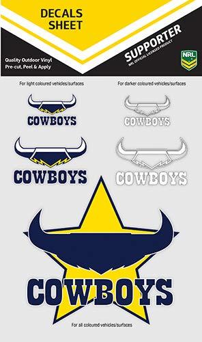 NRL iTAG Decals Sheet of Cowboys Team Stickers, Unisex-Adult