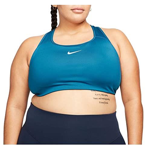 Nike Dri-FIT Swoosh Women's Medium-Support Padded Sports Bra (Plus Size, Marina/White, 2X)
