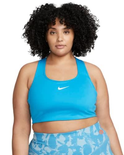 Nike Dri-FIT Swoosh Women's Medium-Support Padded Sports Bra (Plus Size, Laser Blue/White, 1X)