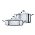 Circulon Steelshield C-Series Non Stick Clad Stainless Steel 26cm/7.6L Covered Stockpot and 30cm/4.7L Covered Sauteuse, Pots and Pans Set, Induction Compatible, Dishwasher Safe, Oven Safe, Silver