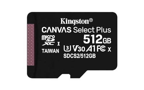 Kingston 512 GB Canvas Select Plus MicroSD Memory Card, Black