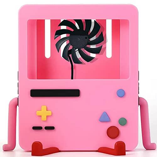 GRAPMKTG Charging Stand with Cooling Fan for Nintendo Switch Accessories Portable Dock Compatible for Nintendo Switch OLED Cute Case BMO Decor Gift Men Women Kids Pink