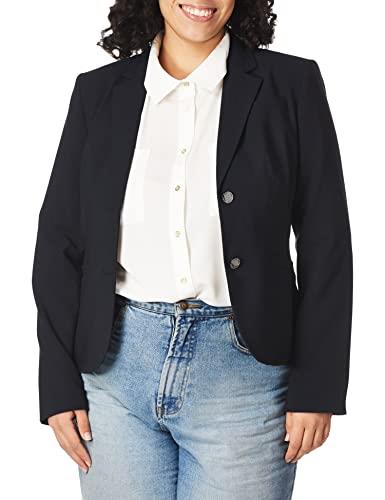 Calvin Klein Women's Two Button Lux Blazer (Petite, Standard, & Plus), Navy, 30