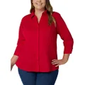 Riders by Lee Indigo Women's Plus-Size Bella Easy Care 3/4 Sleeve Woven Shirt, Classic Red, 4X