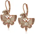 Betsey Johnson Rose Gold Butterfly Drop Earring, White, One Size