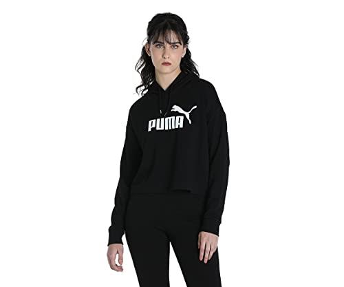 PUMA Women's Essential Cropped Logo Hoodie TR, Black, L