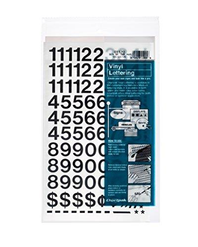 Chartpak Self-Adhesive Vinyl Numbers, 3/4 Inch High, Black, 72 per Pack (01120)
