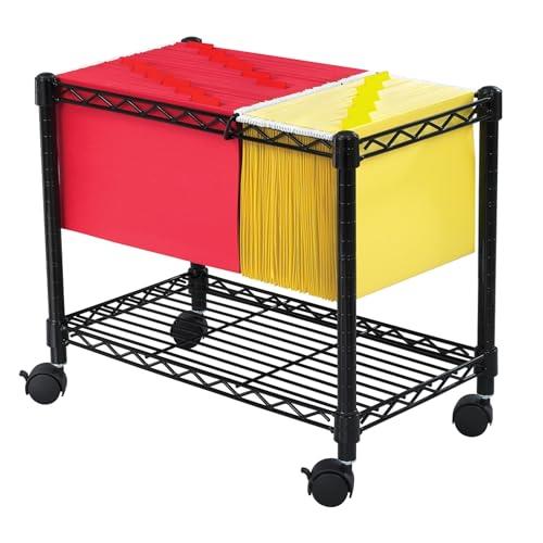 Safco Products Wire Mobile Letter/Legal File Cart 5201BL, Black Powder Coat Finish, Collapsible for Compact Storage