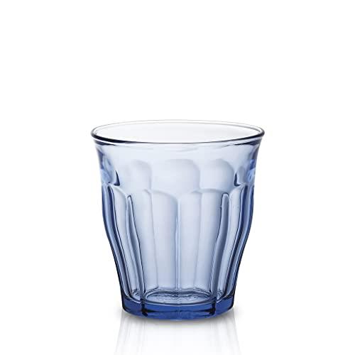 Duralex Made in France Picardie Marine Glass Tumbler Drinking Glasses, 10.88 Ounce - Set of 6, Marine Blue
