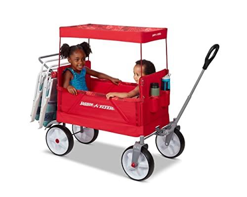 Radio Flyer Beach & Boardwalk Wagon, Folding Beach Cart, Ages 1.5+ Red