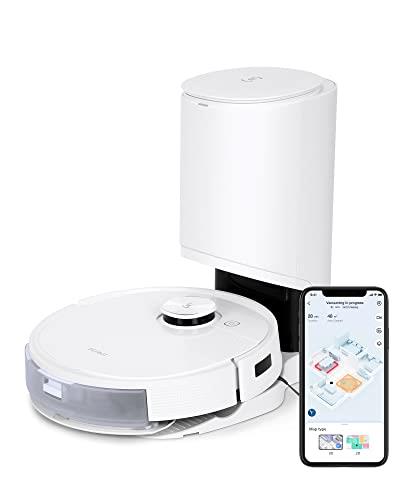 ECOVACS DEEBOT T9+ Robot Vacuum and Mop Combo with Auto-Empty Station, Precision Laser Mapping, 3D Maps, Oscillating Mopping, 3000Pa Suction, Hands-Free Cleaning for Up to 60 days, Air Freshener,White