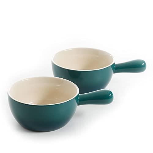 Crock-Pot 22oz Artisan Stoneware Soup Bowl w/Handle, 2-Pack, Teal Gradient