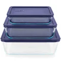 Pyrex Simply Store Rectangular Glass Food Storage Container Set with Lids (6-Piece Set)