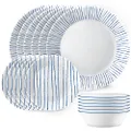 Corelle Nautical Stripes Dinnerware 18-Piece Set, White