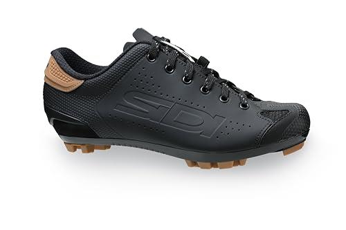 Sidi | Gravel Bike Shoes, Professional Mountain Bike Shoes for Men MTB DUST Shoelace, Integrated Heel, Rubber Toe, Shoelace Closure, Black, 12