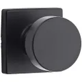 Kwikset Pismo Passage Door Knob, Non-Locking Stylish Door Handle for Interior Hallway and Closet Doors, with Square Rose and Microban Product Protection in Matte Black