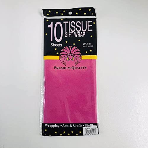 Lylac Gift Wrap Tissue Paper 10 Piece Set, 50 cm x 66 cm Size, Hot Pink