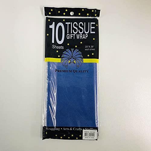 Lylac Gift Wrap Tissue Paper 10 Piece Set, 50 cm x 66 cm Size, Blue