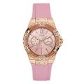 GUESS Ladies Pink Rose Gold Tone Multi-function Watch (U1053L3)