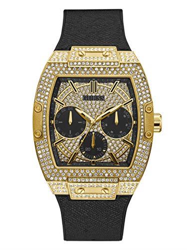 GUESS Men's Stainless Steel Analog Watch with Silicone Strap, Black, 24 (Model: GW0048G2), Black/Gold Tone/Gold, PHOENIX