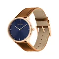 Calvin Klein Iconic Brown Leather Blue Dial Unisex Watch