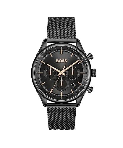 Hugo Boss Gregor Ionic Plated Black Steel Mesh Chronograph Men's Watch