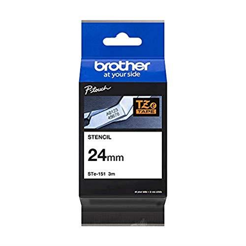 Brother STe-151 Labelling Tape Cassette, 24 mm (W) x 3 m (L), Stencil Tape, Brother Genuine Supplies, Black