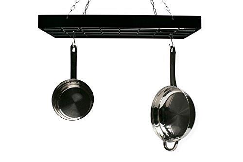 Fox Run 7801 Rectangle Pot Rack with Chains and Hooks, Black