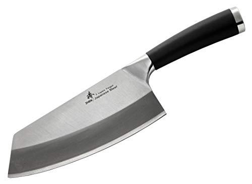 ZHEN Japanese VG-10 3-Layer Forged High Carbon Stainless Steel Light Vegetable Chopping Chef Knife/Cleaver, 7-inch, TPR Handle,Silver