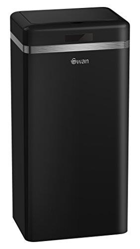 Swan SWKA4500BN Retro Kitchen Bin with Infrared Technology, Square, 45 Litre, Black