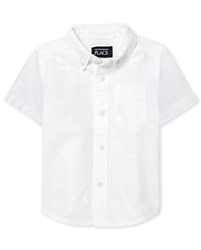 The Children's Place Single and Toddler Boys Short Sleeve Oxford Button Down Shirt, White Single, 3T