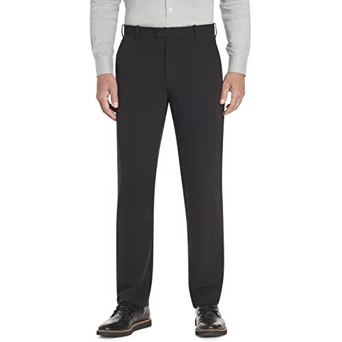 Van Heusen Men's Flex Straight Fit Flat Front Pant, Black, 40W x 29L