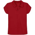 NAUTICA Girls' School Uniform Short Sleeve Performance Polo, Red