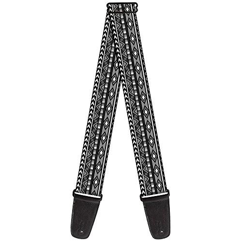 Buckle-Down Premium Guitar Strap, Geometric 5 Grey/Black/White, 29 to 54 Inch Length, 2 Inch Wide