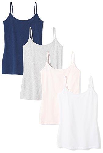 Amazon Essentials Women's Slim-Fit Camisole, Pack of 4, Navy/Light Pink/White, XX-Large