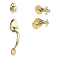 Copper Creek CZ2610XCK-PB Mid-Century Modern Entrance Handleset in Polished Brass with Colonial Knob Interior