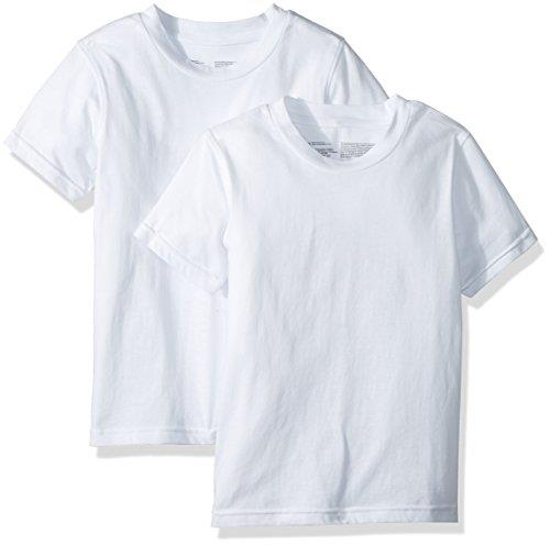 Calvin Klein Boys' Kids Crewneck Undershirt T-Shirt, 2 Pack, Classic White/Classic White, X-Small