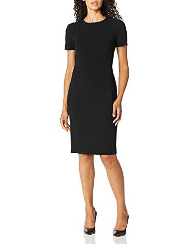 Calvin Klein Women's Short Sleeved Seamed Sheath Dress, Black, 8