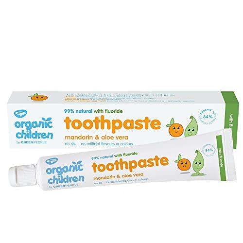 Green People Organic Children Mandarin and Aloe Vera Toothpaste with Fluoride, 50 milliliters